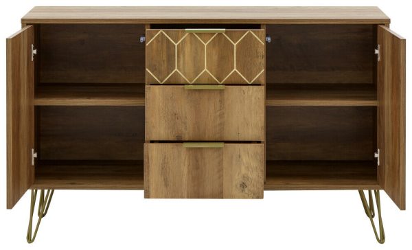 GFW Orleans 2 Door 3 Drawer Cabinet Mango and Gold Sideboard - Image 3