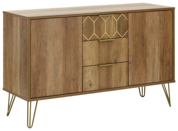 GFW Orleans 2 Door 3 Drawer Cabinet Mango and Gold Sideboard - Image 4