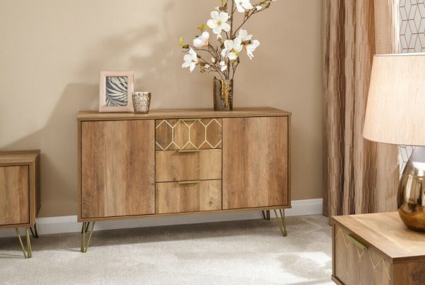 GFW Orleans 2 Door 3 Drawer Cabinet Mango and Gold Sideboard - Image 10