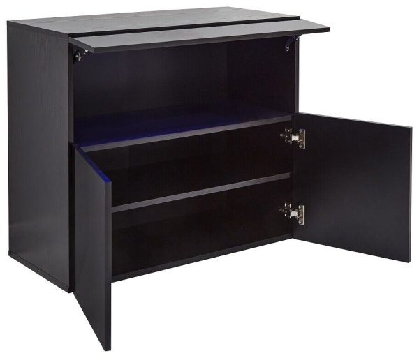 Galicia Black Gloss Wall Mounted Hung Sideboard with LED Storage shelves - Image 5