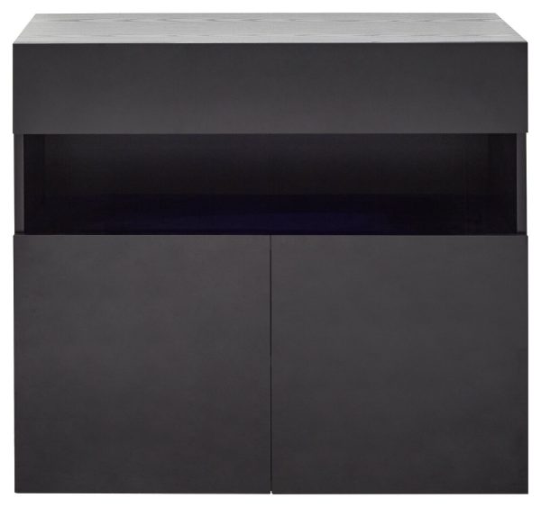 Galicia Black Gloss Wall Mounted Hung Sideboard with LED Storage shelves - Image 6