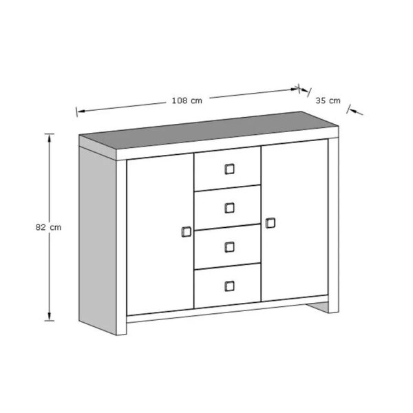 Jakarta Large Sideboard Cabinet Living Room 4 Drawers 2 Doors Living Room Mango - Image 5