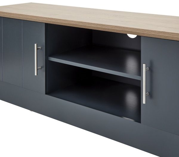 KENDAL LARGE TV STAND MEDIA UNIT CABINET SLATE BLUE - Image 10