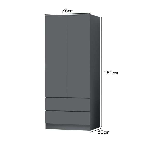 Matt Dark Grey 2 Door 2 drawer Combi Wardrobe Scratch Resistant Soft Close - Image 5