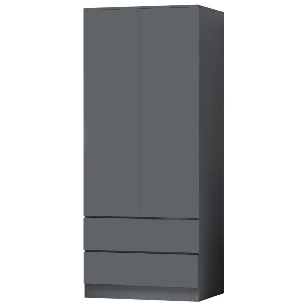 Matt Dark Grey 2 Door 2 drawer Combi Wardrobe Scratch Resistant Soft Close - Image 7