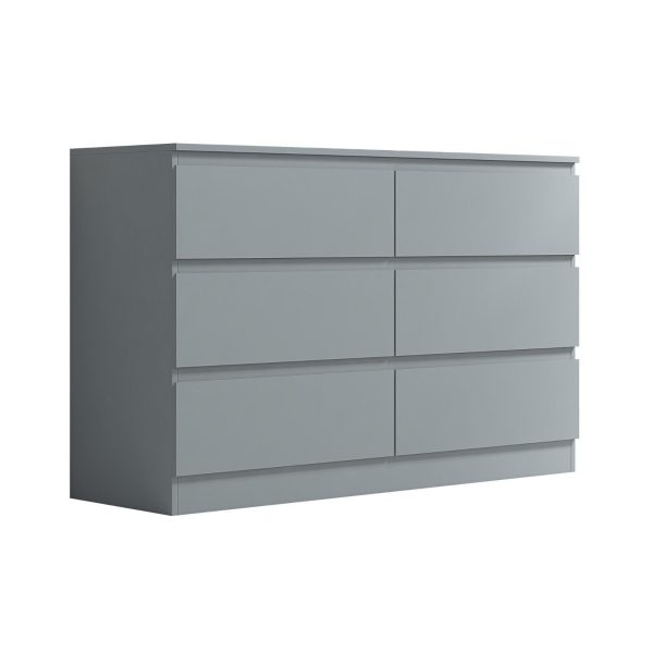 Matt Grey Chest Of 6 Drawers Bedroom Furniture Scratch Resistant - Image 4