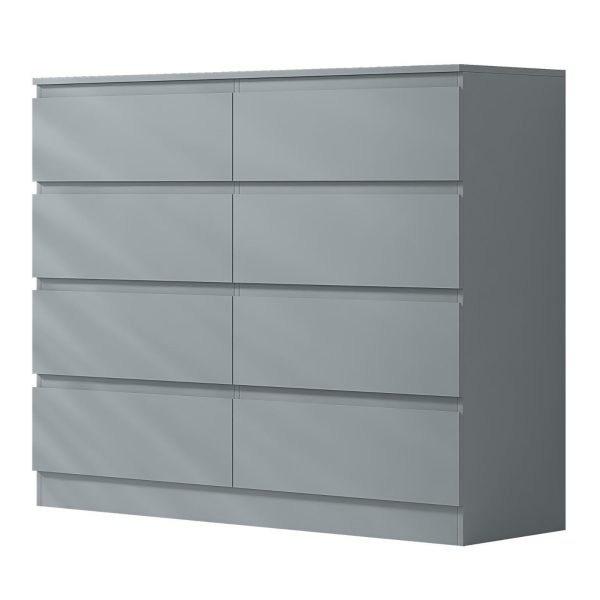 Matt Grey Chest Of 8 Drawers Bedroom Furniture Scratch Resistant Deep Drawers - Image 3