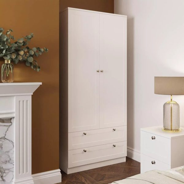 Matt White 2 Door 2 Drawer Combination Wardrobe Scratch Resistant Panelled