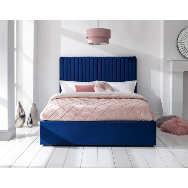 Milazzo Velvet 5ft King Size End Lift up Ottoman Bed Royal Blue - Image 3