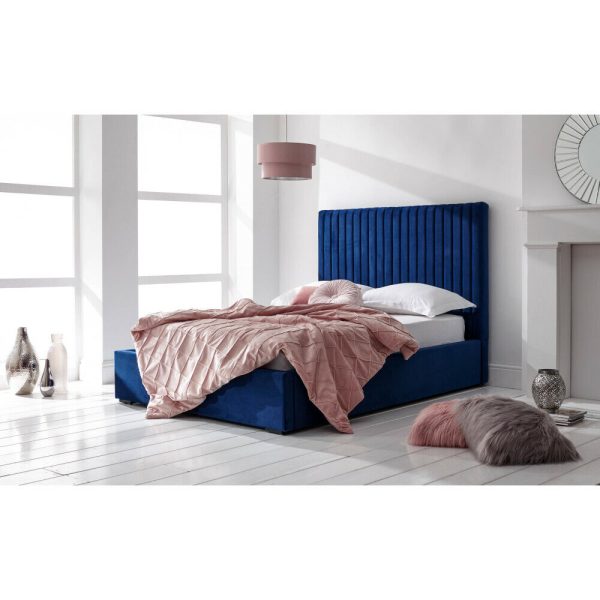 Milazzo Velvet 5ft King Size End Lift up Ottoman Bed Royal Blue - Image 4