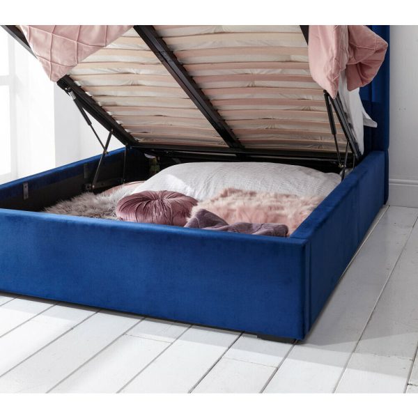 Milazzo Velvet 5ft King Size End Lift up Ottoman Bed Royal Blue - Image 8