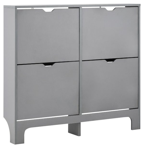 NARROW 4 DRAWER SHOE CABINET GREY - Image 4