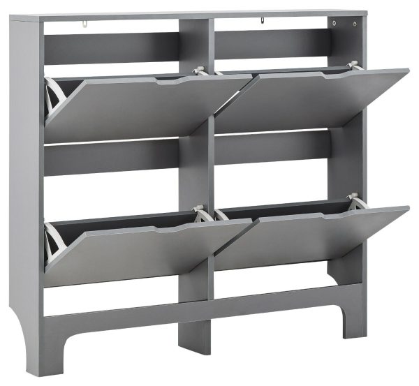 NARROW 4 DRAWER SHOE CABINET GREY - Image 6