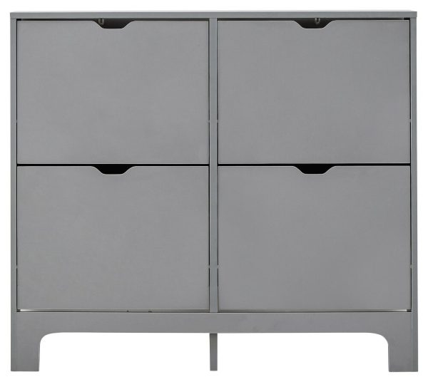 NARROW 4 DRAWER SHOE CABINET GREY - Image 7