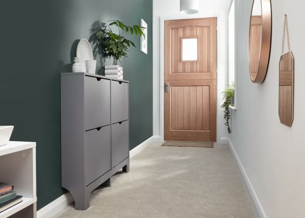 NARROW 4 DRAWER SHOE CABINET GREY