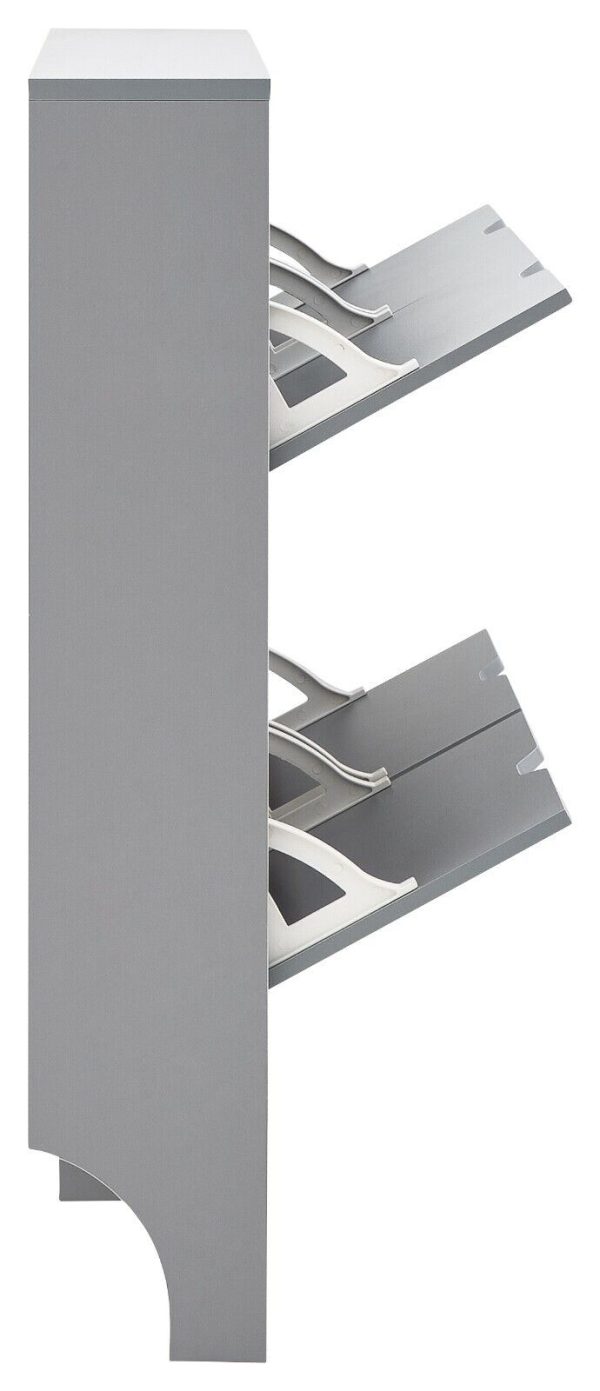 NARROW 4 DRAWER SHOE CABINET GREY - Image 10