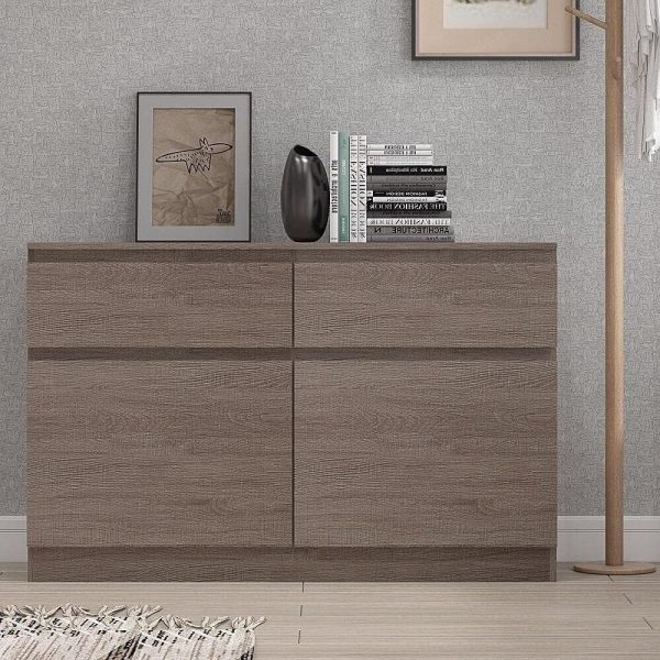 Narvik Modern 120cm Large 2 Door 2 Drawer Sideboard Rustic Oak - Image 5