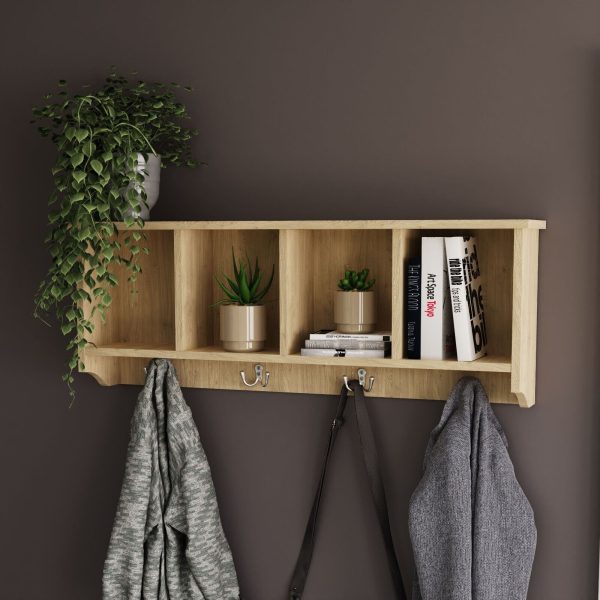 OAK Kempton Wall Rack Storage Unit Shelf Holder Coat Jacket