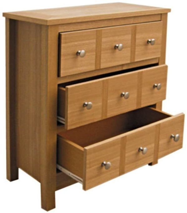 Oakridge Multi 3 Drawer Chest of drawers Oak Stain Ash Veneer