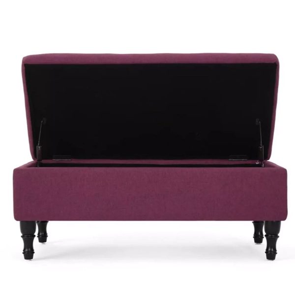 On trend Ottoman Storage Bench Dark Fuchsia Padded Buttoned Seat Hallway Bedroom - Image 5