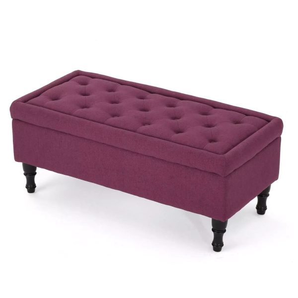 On trend Ottoman Storage Bench Dark Fuchsia Padded Buttoned Seat Hallway Bedroom - Image 6