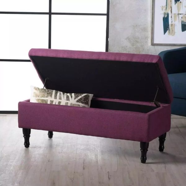 On trend Ottoman Storage Bench Dark Fuchsia Padded Buttoned Seat Hallway Bedroom - Image 8