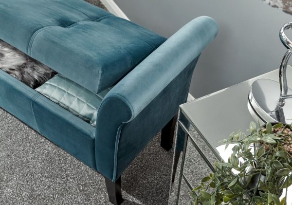 Osborne Fabric Ottoman Storage Seating Bench WINDOW SEAT TEAL - Image 12