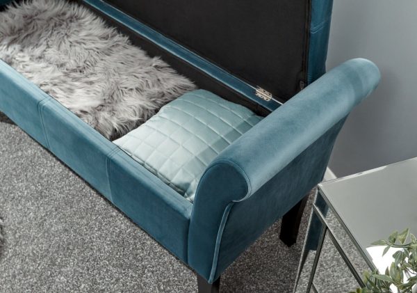 Osborne Fabric Ottoman Storage Seating Bench WINDOW SEAT TEAL - Image 13