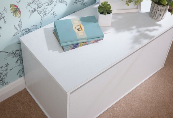 Panama Ottoman Storage bench Unit White ideal for bedding and blankets - Image 9