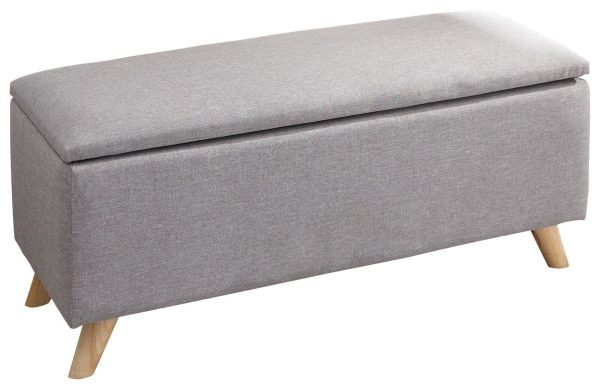 Secreto Fabric Bedroom, Hallway Ottoman Storage Window Seat Bench Light Grey - Image 3