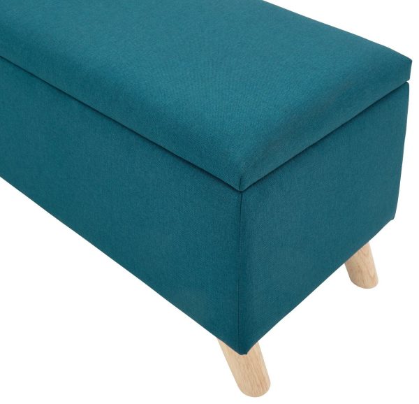 Secreto Fabric Bedroom, Hallway Ottoman Storage Window Seat Bench Teal - Image 11