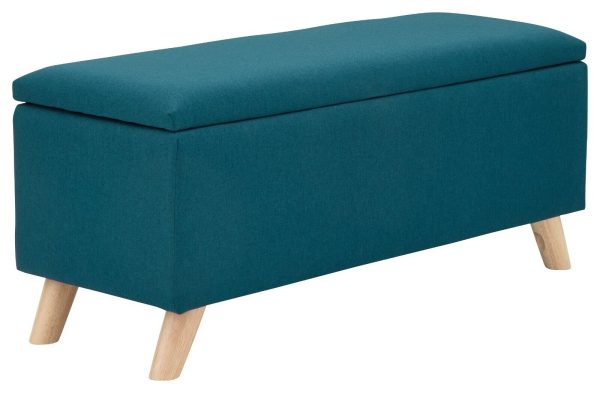 Secreto Fabric Bedroom, Hallway Ottoman Storage Window Seat Bench Teal - Image 3