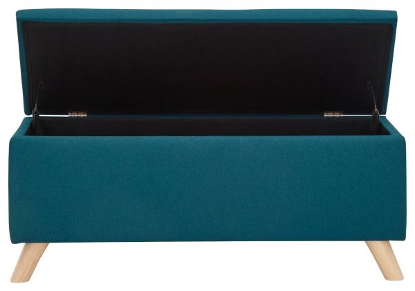 Secreto Fabric Bedroom, Hallway Ottoman Storage Window Seat Bench Teal - Image 5