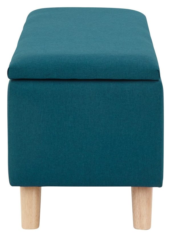 Secreto Fabric Bedroom, Hallway Ottoman Storage Window Seat Bench Teal - Image 6