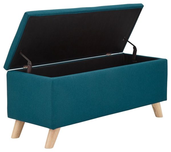 Secreto Fabric Bedroom, Hallway Ottoman Storage Window Seat Bench Teal