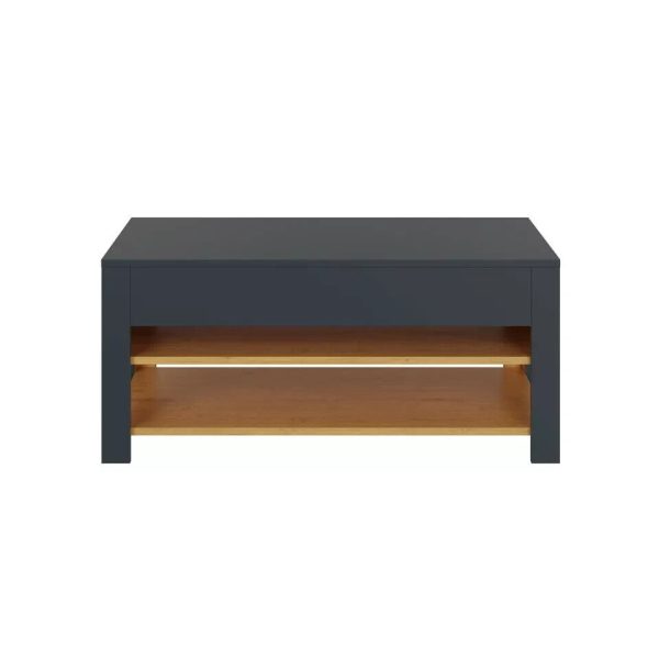 Stylish Coffee Table with LED Anthracite Oak storage shelves - Image 4