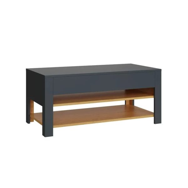 Stylish Coffee Table with LED Anthracite Oak storage shelves - Image 5