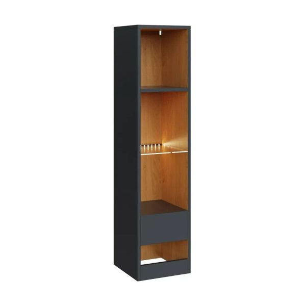 Tall Wall Mount Display Shelf Unit with LED Anthracite Oak Stylish Modern - Image 4