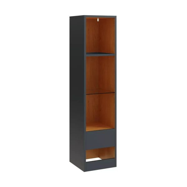 Tall Wall Mount Display Shelf Unit with LED Anthracite Oak Stylish Modern - Image 5