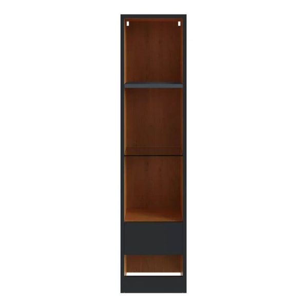 Tall Wall Mount Display Shelf Unit with LED Anthracite Oak Stylish Modern - Image 6