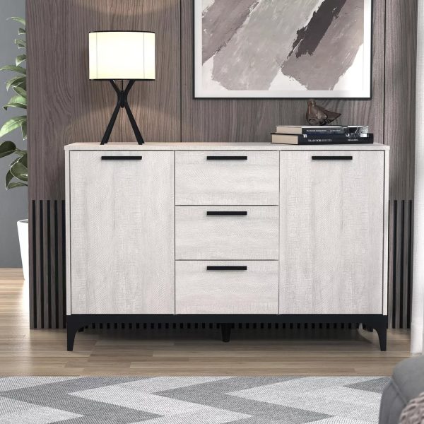 Truro Large 2 door 3 Drawer Sideboard , Dusty Grey Oak, Quality Materials