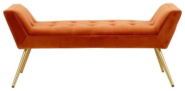 Turin Window Seat Russet colour, Styled Gold metal legs Fabric - Image 3