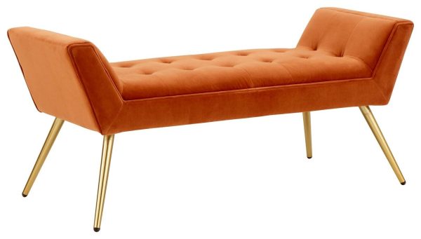 Turin Window Seat Russet colour, Styled Gold metal legs Fabric - Image 4