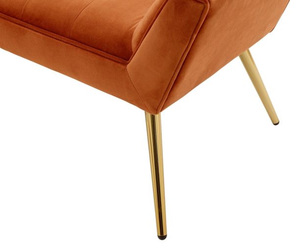 Turin Window Seat Russet colour, Styled Gold metal legs Fabric - Image 8