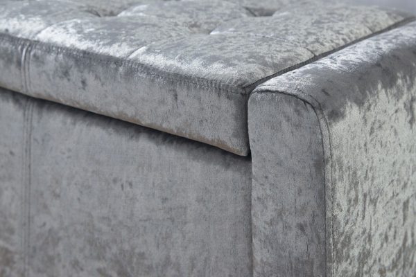 Verona Ottoman Seat tactile soft Grey Crushed Velvet storage Blanket Box - Image 8