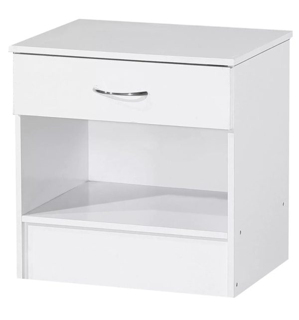 White Gloss Bedside Chest Cabinet Gloss drawer front white frame - Image 3