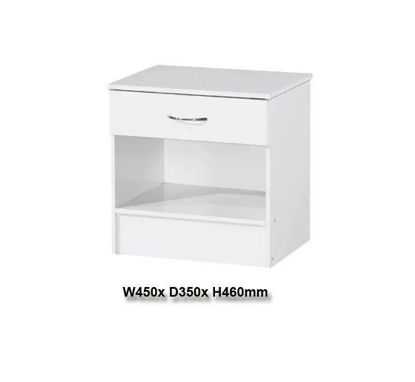 White Gloss Bedside Chest Cabinet Gloss drawer front white frame