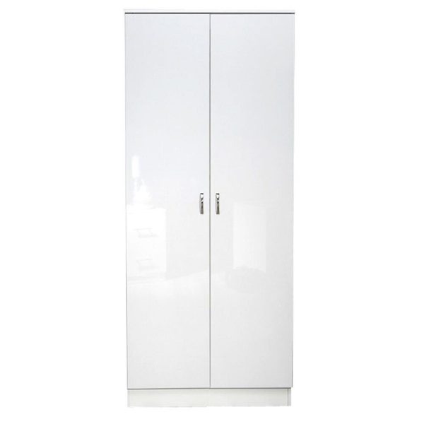 White Gloss Chilton Modern Bedroom 2 Door Wardrobe with Storage Shelf