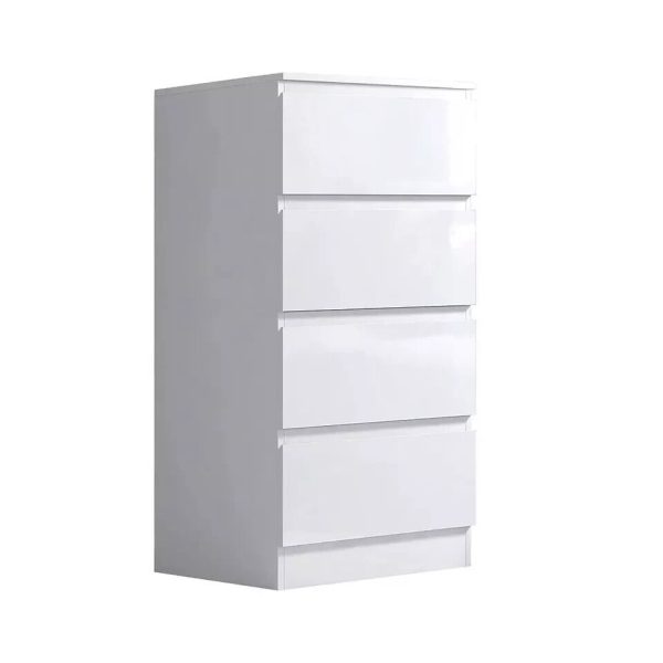 White High Gloss 4 Drawer Bedside Cabinet Bedroom Storage Furniture - Image 5