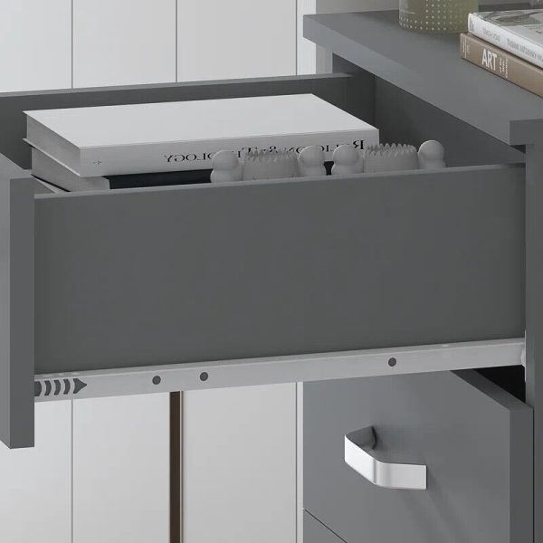 5 Drawer Chest of Drawers Matt Grey Bedroom Furniture metal drawer runners - Image 5